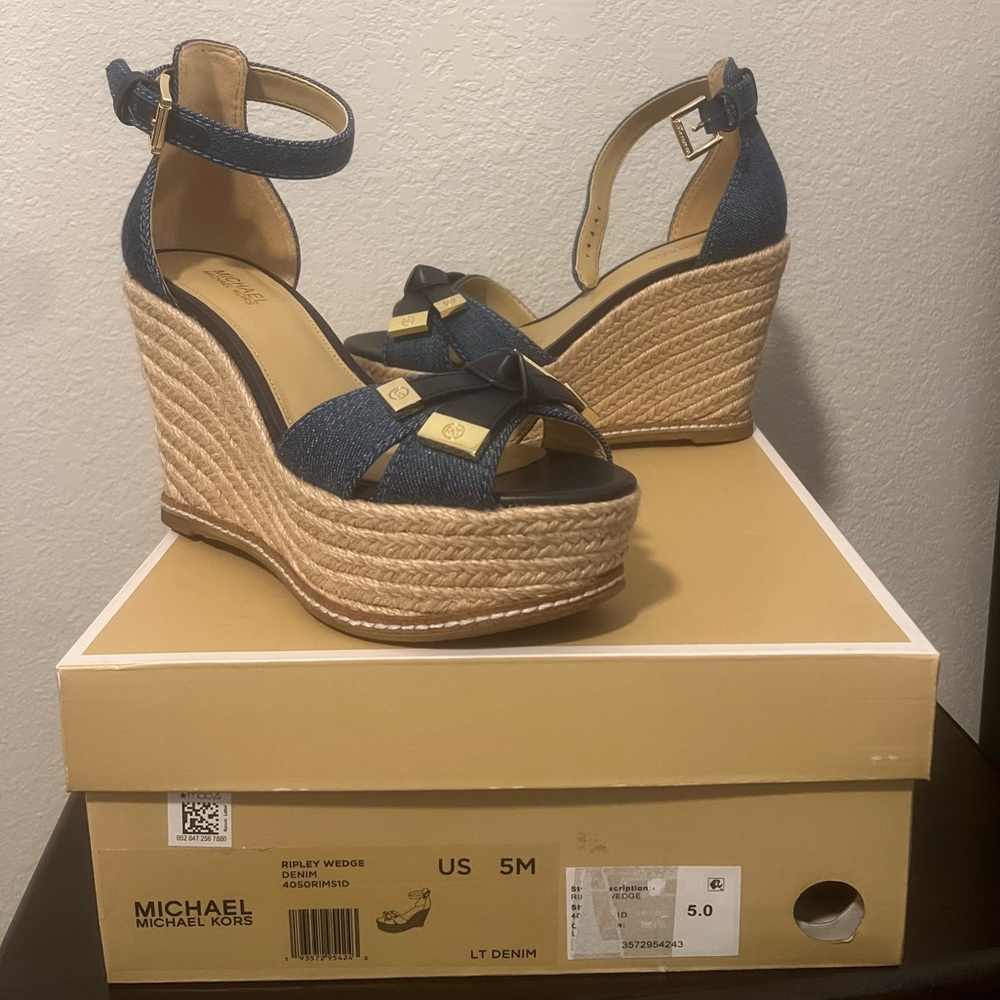 MK Denim Wedges. Worn once !